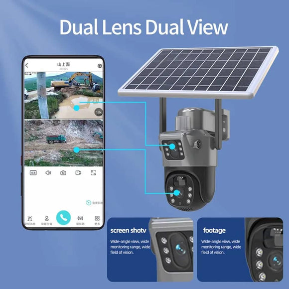 Supercam 4K 12MP Outdoor Solar Dual Lens/Dual Screen 4G Wireless CCTV Camera